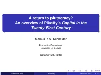 A Return to Plutocracy? an Overview of Piketty's Capital in the Twenty-First Century