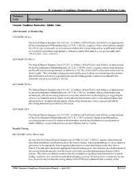 II. Consumer Compliance Examinations — SOURCE Violation Codes