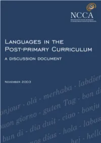 Languages in the Post-Primary Curriculum: a Discussion Paper