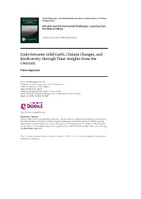 Links Between Solid Earth, Climate Changes, and Biodiversity Through Time: Insights from the Cenozoic