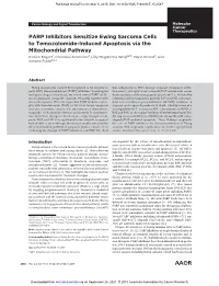 PARP Inhibitors Sensitize Ewing Sarcoma Cells to Temozolomide