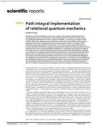 Path Integral Implementation of Relational Quantum Mechanics Jianhao M