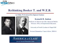 Rethinking Booker T. and WEB from Du Bois