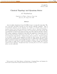 Classical Topology and Quantum States∗