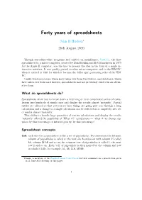 Forty Years of Spreadsheets