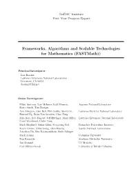 Frameworks, Algorithms and Scalable Technologies for Mathematics (Fastmath))
