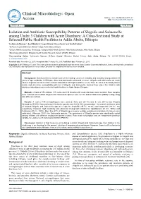 Isolation and Antibiotic Susceptibility Patterns of Shigella and Salmonella