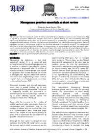 Menopause Practice Essentials: a Short Review