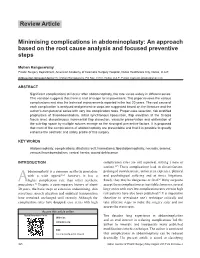 Minimising Complications in Abdominoplasty: an Approach Based on the Root Cause Analysis and Focused Preventive Steps