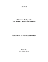 Proceedings of the ACL 2012 System Demonstrations