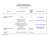 Community Resources for Probation and Parole District # 21