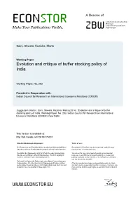 Evolution and Critique of Buffer Stocking Policy of India