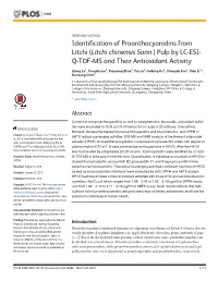 Identification of Proanthocyanidins from Litchi (Litchi Chinensis Sonn.) Pulp by LC-ESI- Q-TOF-MS and Their Antioxidant Activity