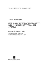 Method of Information Security Risk Analysis for Virtualized Systems