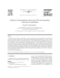 Stability of Metronidazole, Tetracycline Hcl and Famotidine Alone and in Combination