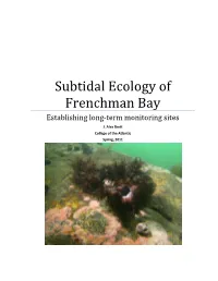 Subtidal Ecology of Frenchman Bay Establishing Long-Term Monitoring Sites J