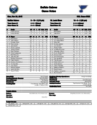 Buffalo Sabres Game Notes