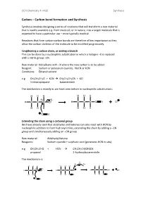 Carbon Bond Formation and Synthesis