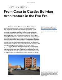 From Casa to Castle: Bolivian Architecture in the Evo Era