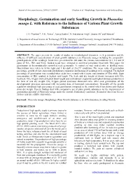 Morphology, Germination and Early Seedling Growth in Phaseolus Mungo L. with Reference to the Influence of Various Plant Growth Substances