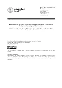 Proceedings of the First Workshop on Natural Language Processing for Indigenous Languages of the Americas