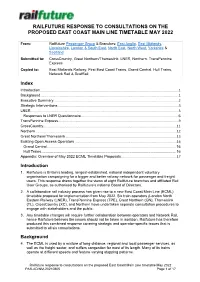 Railfuture Response to Consultations on the Proposed East Coast Main Line Timetable May 2022