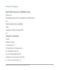 Reminiscences of Baltimore,: a Machine