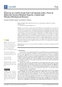 Start-Up of a Solid Oxide Fuel Cell System with a View to Materials Science-Related Aspects, Control and Thermo-Mechanical Stresses