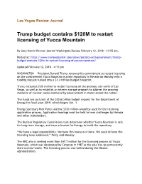 Trump Budget Contains $120M to Restart Licensing of Yucca Mountain
