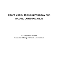 Draft Model Training Program for Hazard Communication