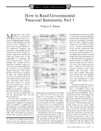 How to Read Governmental Financial Statements, Part 1