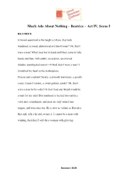 Much Ado About Nothing – Beatrice – Act IV, Scene I