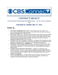 CONNECT SELECT a Wide Selection of Interesting and Trending Stories – Rip ‘Em, Read ‘Em and Post ‘Em! THURSDAY, FEBRUARY 4Th, 2021