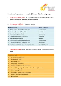 Donations Or Bequests Can Be Made to QCF in One of the Following Ways