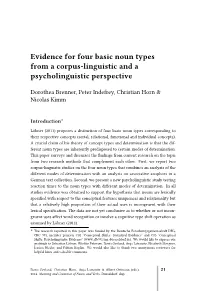 Evidence for Four Basic Noun Types from a Corpus-Linguistic and a Psycholinguistic Perspective