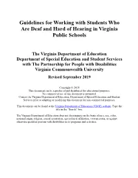 Guideline for Working with Students Who Are Deaf and Hard of Hearing