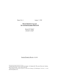 Mental Models Concepts for System Dynamics Research