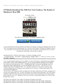The Return of Murderers' Row PDF Free