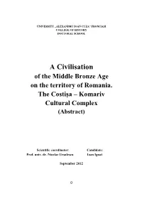 Ignat, Ioan, a Civilisation of the Middle Bronze Age on the Territory Of