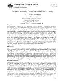 Indigenous Knowledge Construction and Experiential Learning of Taiwanese Aborigines