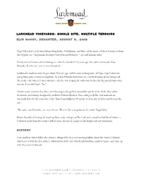 Larkmead Vineyards: Single Site, Multiple Terroirs