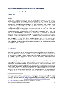 Transatlantic Excess Mortality Comparisons in the Pandemic