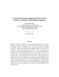 A Classification and Comparison Framework for Software Architecture Description Languages