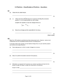 Classification of Particles – Questions