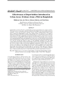 Effectiveness of Depot-Holders Introduced in Urban Areas: Evidence from a Pilot in Bangladesh