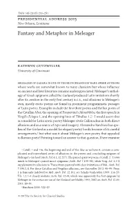 Fantasy and Metaphor in Meleager