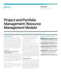 Project and Portfolio Management: Resource Management Module