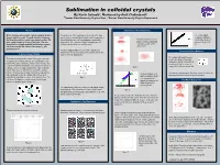 Sublimation in Colloidal Crystals by Kevin Schoelz1, Mentored by Amit Chakrabarti2 1Truman State University Physics Dept., 2Kansas State University Physics Department