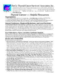 Thyroid Cancer Resource List