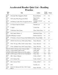 Accelerated Reader Quiz List - Reading Practice Quiz Book Title Author Points No